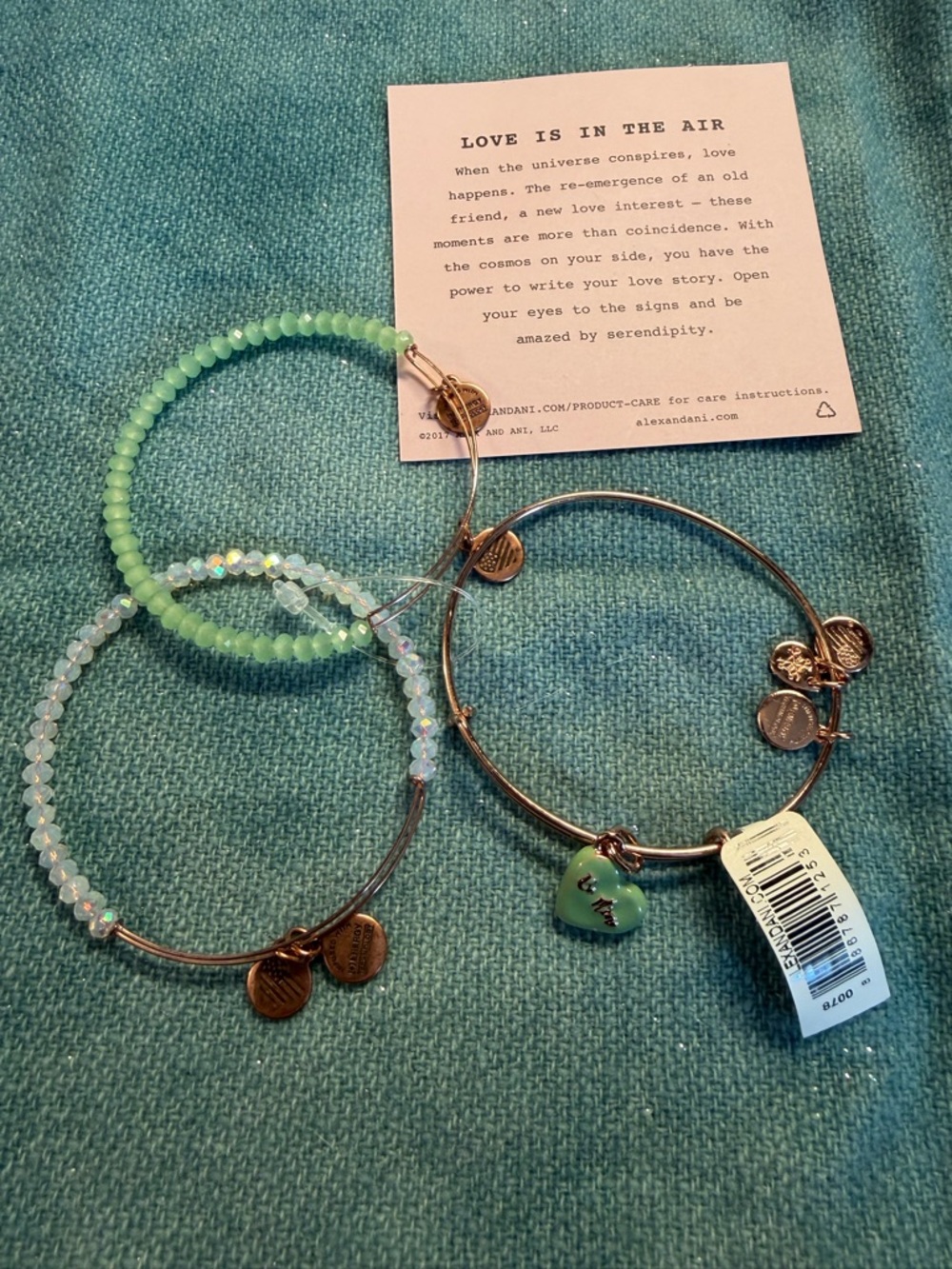 Alex and Ani Mint & Opalescent Bracelet Trio